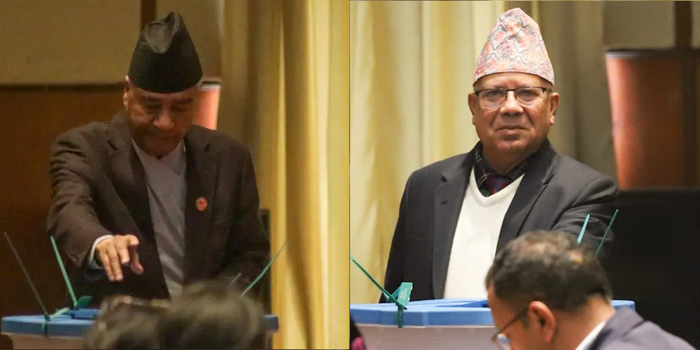 पूर्व प्रधानमन्त्रीद्वय देउवा र नेपालद्वारा मतदान