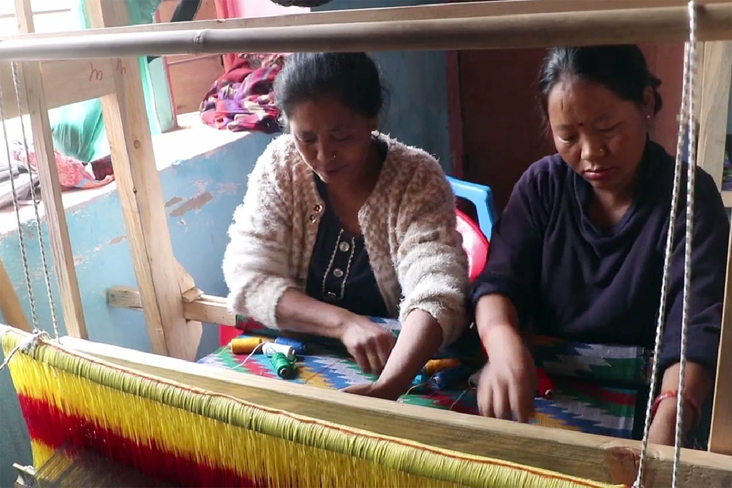 महिलालाई ढाका बुन्ने तालिम