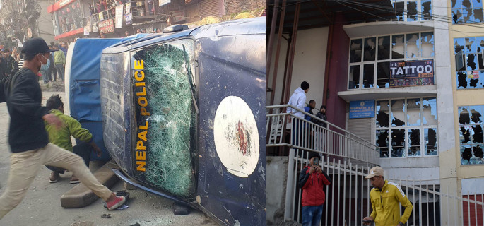 लोत्से मल तोडफोड र प्रहरीको गाडी आगजनी गर्ने पन्ध्र पक्राउ