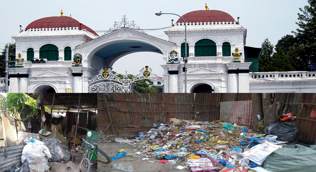 मेयर बालेनको निर्देशनपछि सिंहदरबारभित्रै फोहोरको थुप्रो